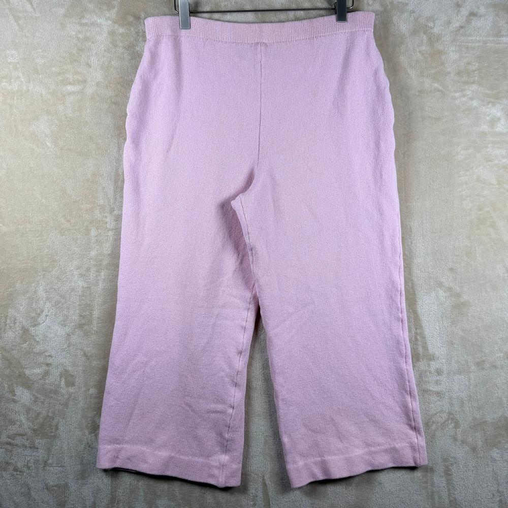 St. John Collection Marie Gray Pink Wool Knit Pants Size 12 Vintage USA Made